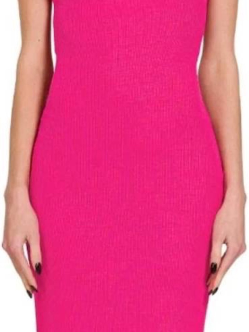 New Zenana Ribbed Bodycon Midi Long Dress Hot Pink Form Fitting Stretchy - Picture 4 of 9